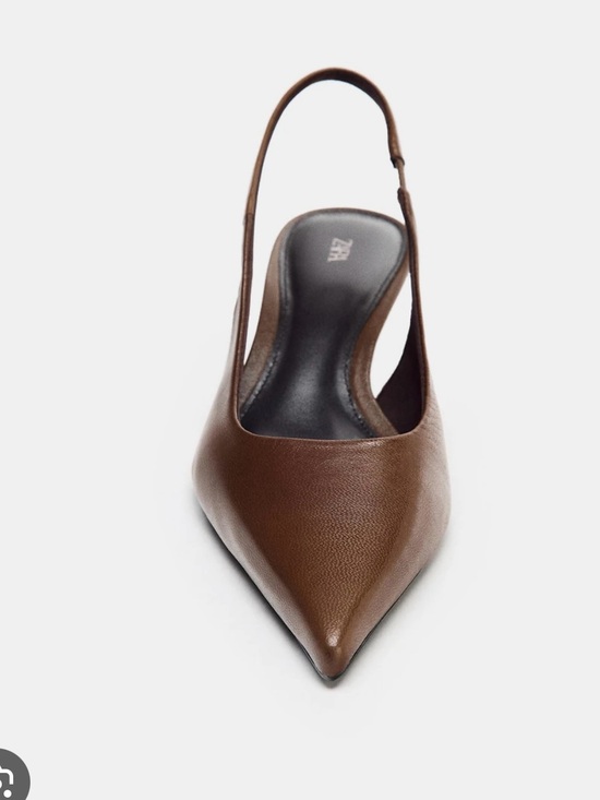 Zara Shoes - Brown slingback kitten heel